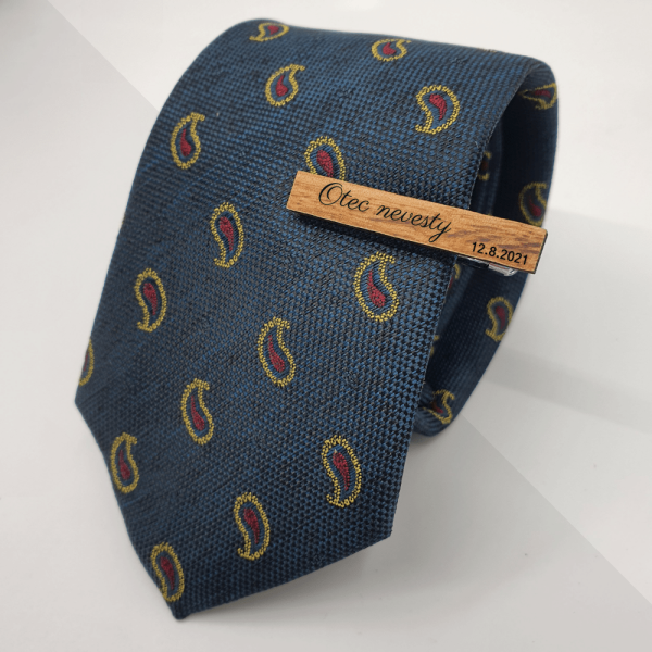 Personalizovaná Drevená Kravatová Spona Vintage – Zebrové Drevo, personalizovaný darček, drevená kravatova spona, drevené darčeky