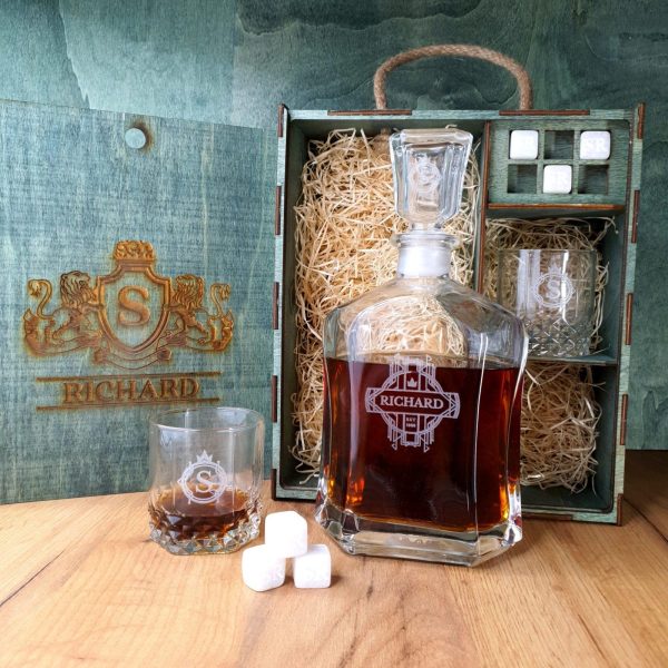 Personalizovaná Karafa na Whisky Set Valse + Sklenice, Kameny